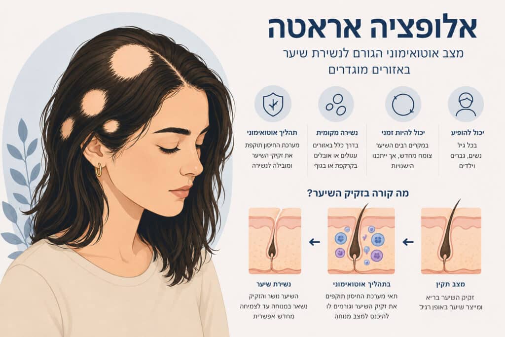 אלופציה אראטה - המחשה - איך היא נראית ולמה היא מתרחשת?